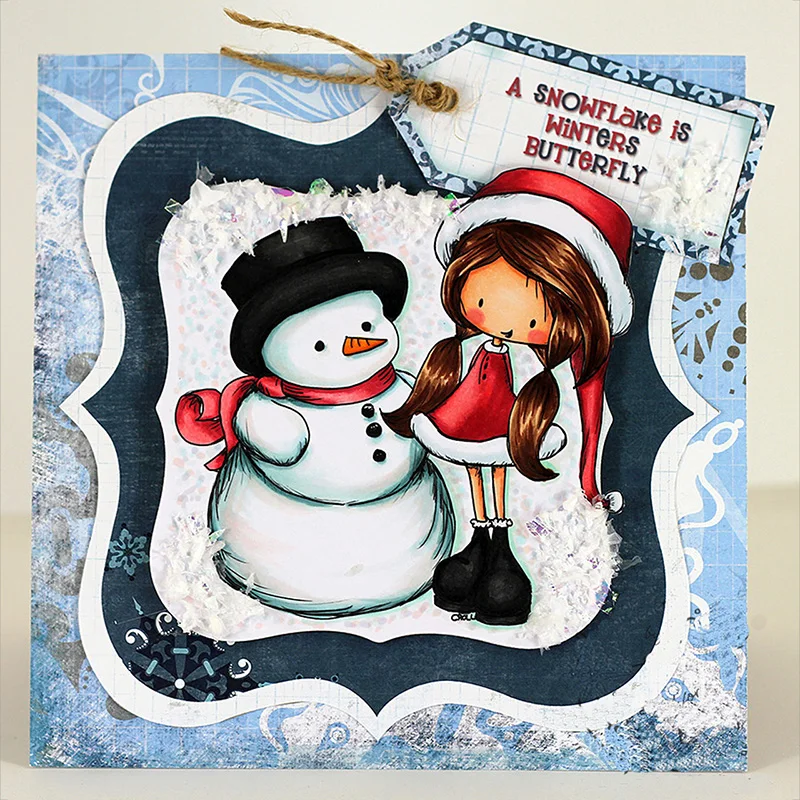 JC прозрачные резиновые штампы для скрапбукинга Снеговик девочка