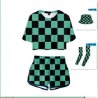 Костюм для косплея клинок демонов Kimetsu no Yaiba, короткая юбка и шорты для девочек, Солнцезащитная шляпа, шорты для бега с защитой от солнца, комплект для девочек