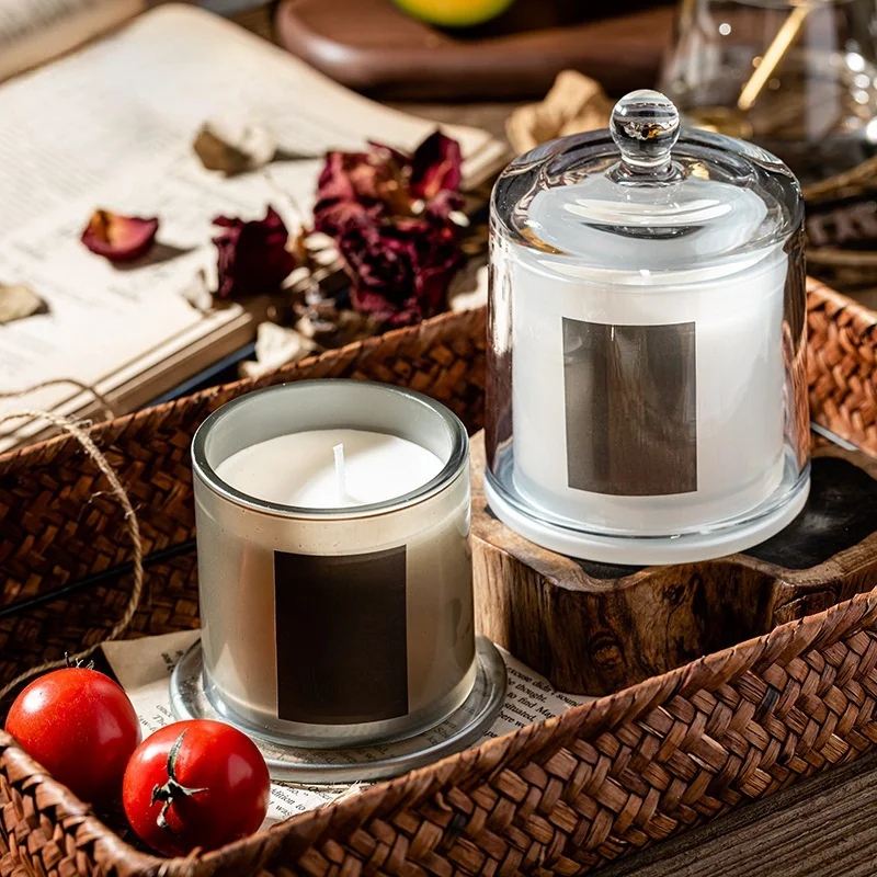 Vela dorada para aromaterapia, cubierta de vidrio, aceite esencial, estilo Tropical, sin humo, regalo de mano, decoraci&oacute;n de SPA-1