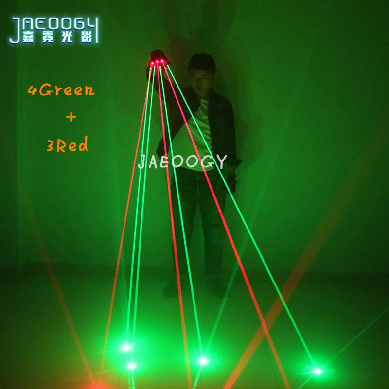 New RGB Laser Gloves with 7pcs Laser, 4pcs Green + 3pcs Red, DJ Club Party Performance Stage Props