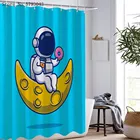 Водонепроницаемая шторка для душа, стирающаяся занавеска для ванной, с 3D принтом Луны, астронавта, Вселенной, домашний текстиль