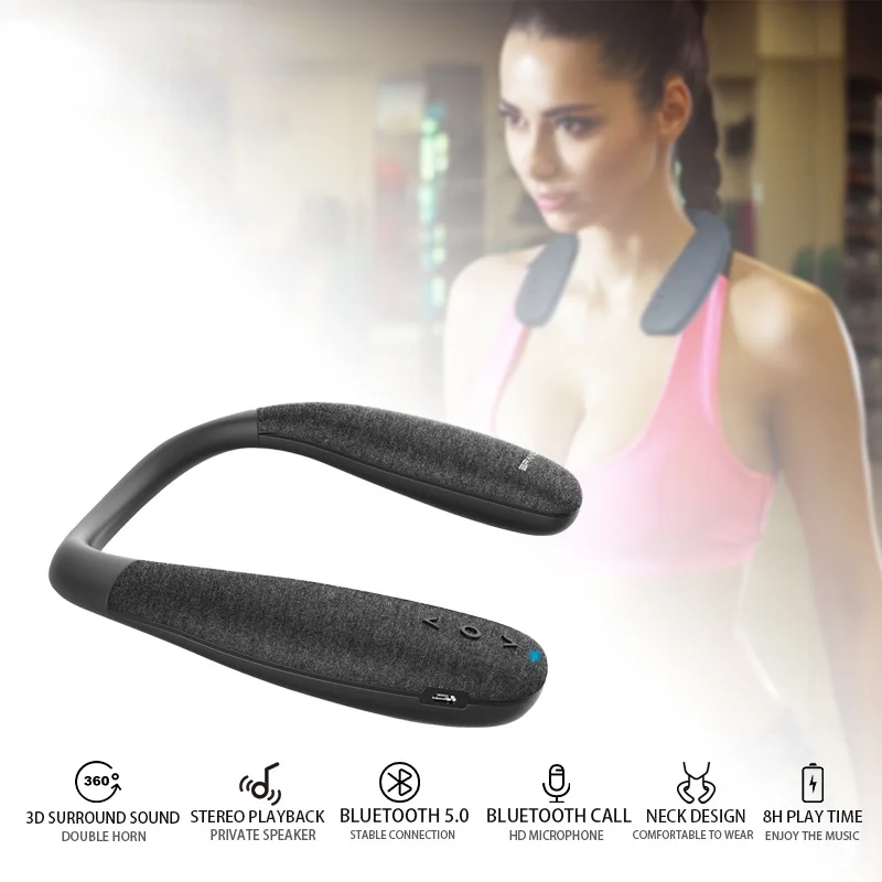 

Wireless Neck Bluetooth Speaker Surround Sound Speaker Bluetooth 5.0 with Microphone Bass Surround HD Voice for Game