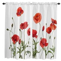 red corn poppy flower curtains for living room bedroom curtains kitchen curtains for the kids room window treatments drapes