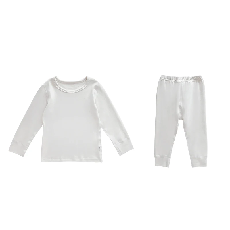 Хлопковые шерстяные пижамные комплекты без косточек для маленьких мальчиков и