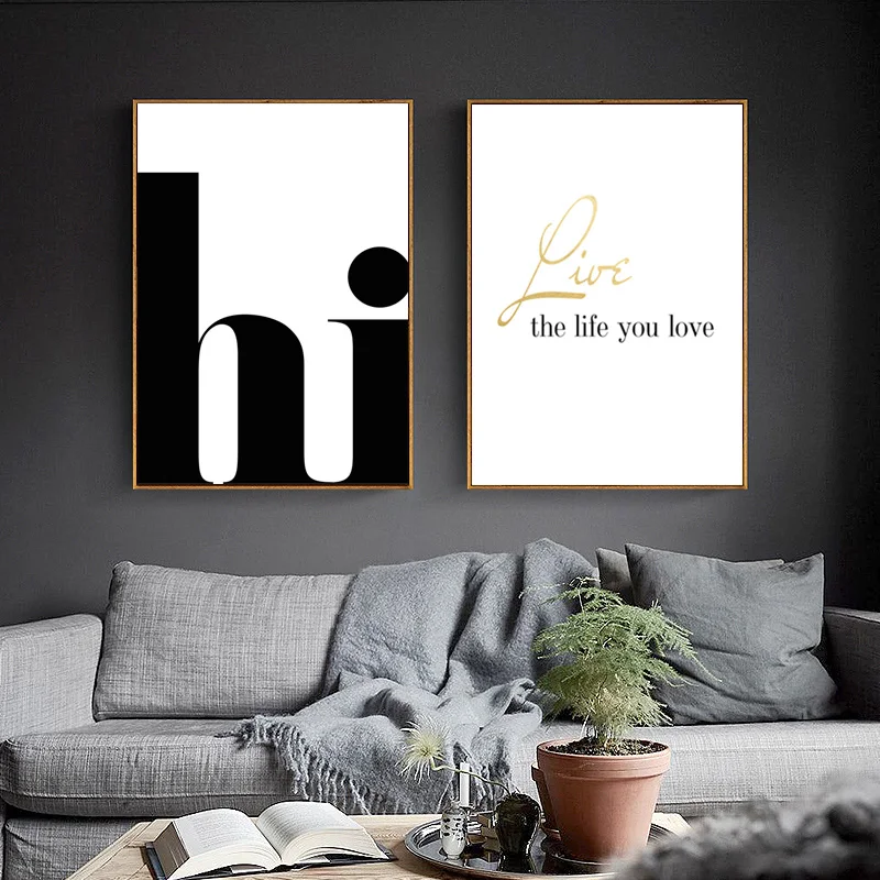 Скандинавский плакат Hi Quotes Wall Art Холст Живопись минималистичные плакаты и принты абстрактный холст печать настенные картины Домашний декор
