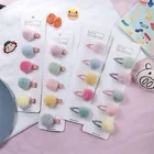 5 шт.компл., разноцветные заколки-плюшевая повязка для волос для девочек, пушистые шарики, разноцветные заколки, Детские милые головные уборы