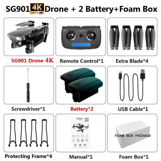 4k FOAM 2B SG901 Радиоуправляемый Дрон 4K камера HD 1080P WiFi FPV оптическая камера потока Дрон 18 минут Профессиональный RC Квадрокоптер VS Xs816 S17 SG106 - Цвет: 4k FOAM 2B