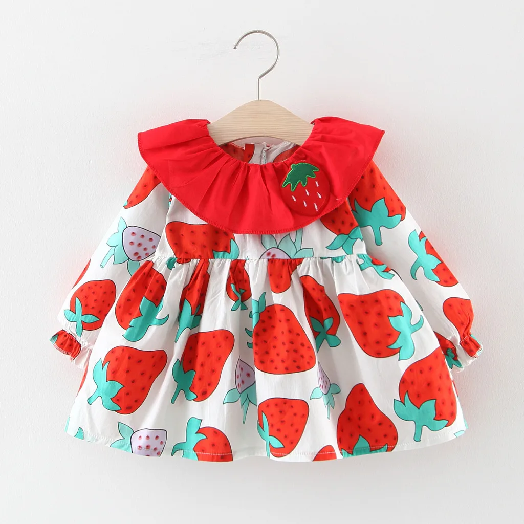 Платье с длинными рукавами для маленьких девочек платье цветочным принтом Vestido