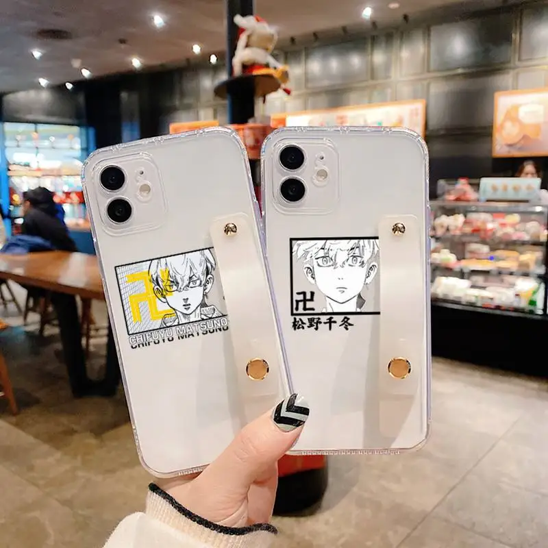 

Matsuno Chifuyu Tokyo Avengers Phone Case Transparent Wrist Strap for iPhone 12 11 8 7 se 2020 mini pro X XS XR MAX Plus