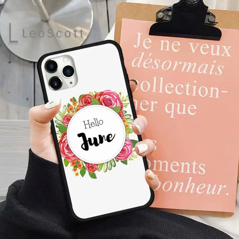 

Flowers leaves month text art Phone Case for iPhone 11 12 pro XS MAX 8 7 6 6S Plus X 5S SE 2020 XR