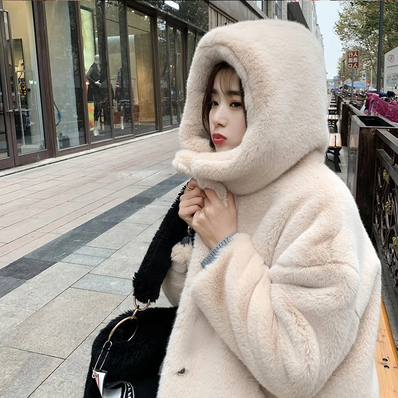 Женское зимнее пальто из искусственного кроличьего меха Толстая Теплая стеганая