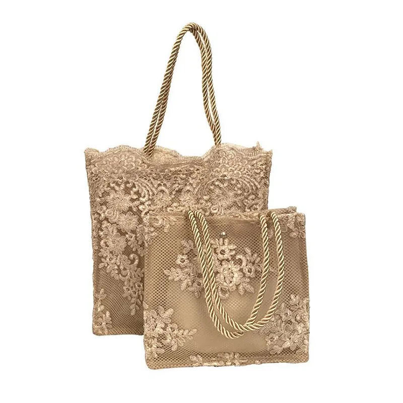 

Straw Embroidered Lace Bags For Women Summer Hot Sale Travel Beach Shoulder Bags Trending Women's Handbag