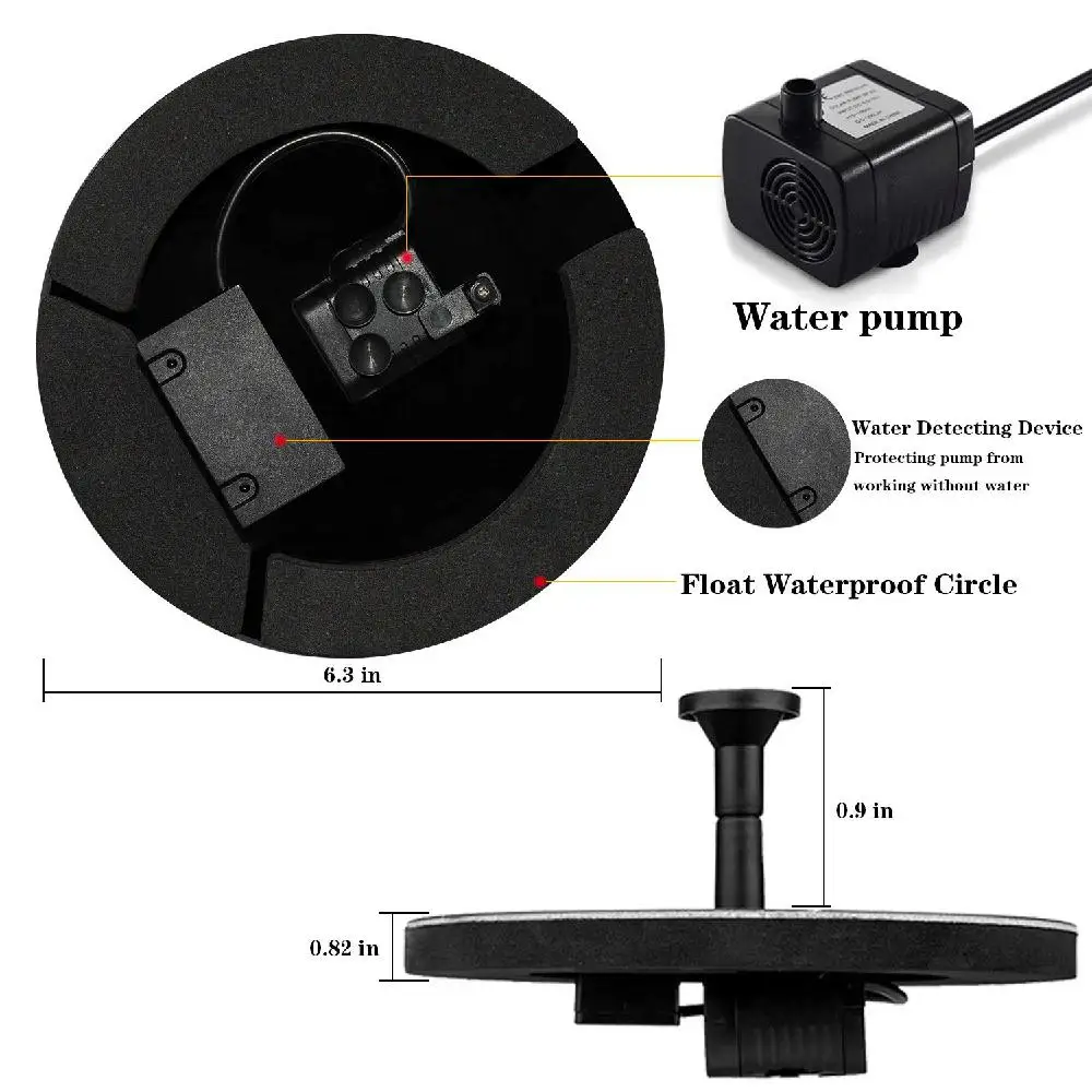 Круглый фонтан на солнечной батарее плавающий для украшения сада пруд водопад |