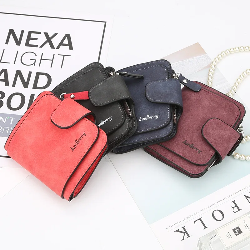 

Baellerry Brand Wallet Women 2021 New Women's Short Wallet Korean Buckle Sanded Leather Coin Purse Mini Female Purses Carteras