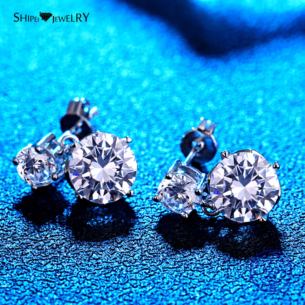 Серьги-подвески женские из серебра 100% пробы с белым золотом и сапфиром |