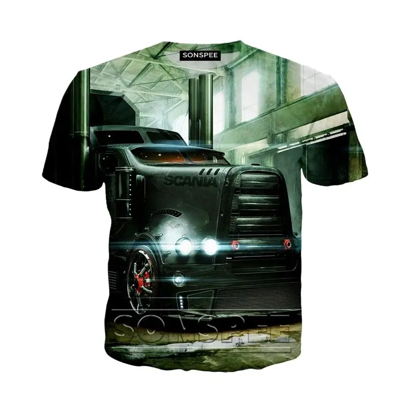 

Harajuku 3D Printing Truck T-Shirt Rock Street Wear Tractor Shirt Men's T-Shirt Plus Large Truck Men's Hip Hop Funny Costume
