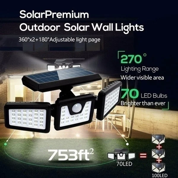

171 COB Solar LED Light Outdoor Waterproof Adjustable Solar Lamp PIR Motion Sensor Garden Wide Angle Illumination Solar Lamp