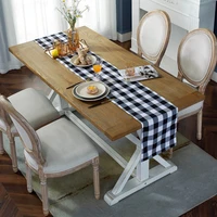 black and white plaid double layer flat angle table runner nordic home decoration table cloth