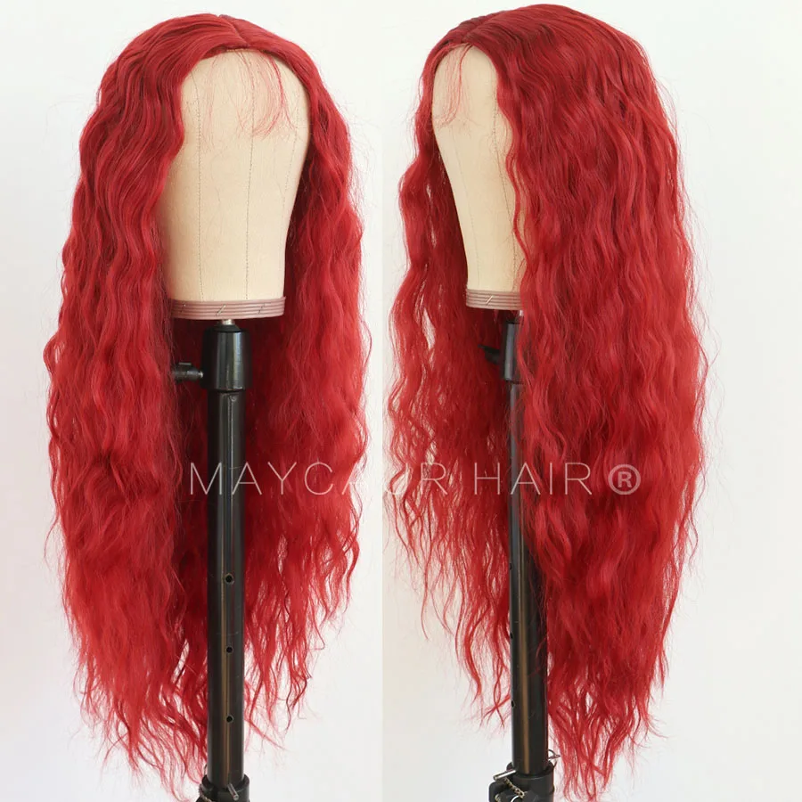 Волнистые Синтетические кружевные передние парики Maycaur # 30B жаростойкие