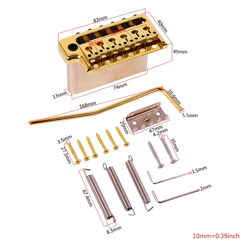 

6 Strings Saddle Gold Electric Guitar Bridge Single Tremolo System Set with Wrench Screws for Strat Guitar Tailpiece