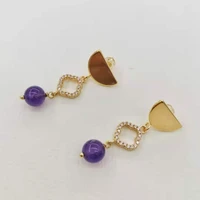 four leaf clover zircon amethyst earrings dangle high quality natural stones charms 14k gold filled for women boho big earrings