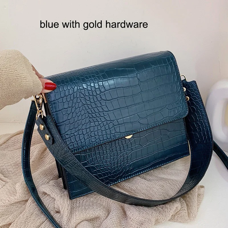 peacock blue Маленькие винтажные сумки в стиле ретро женские Сумки из искусственной кожи сумки-мессенджеры на застежке для девушек/женщин сумки через плечо из кожи аллигатора для женщин - Цвет: peacock blue