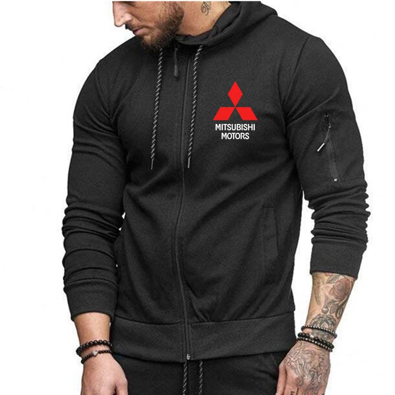 

Hoodies Men Mitsubishi Car Logo Print Sweatshirt Spring Autumn Men Hoodie Fashion Casual Hoody Fleece Zipper Fitness Clothing