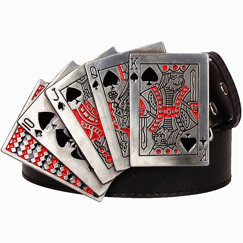 

2022 модный мужской кожаный ремень с металлической пряжкой покерный дизайн узел иглы панк ремни в стиле рок преувеличенный стиль хип-хоп пояс