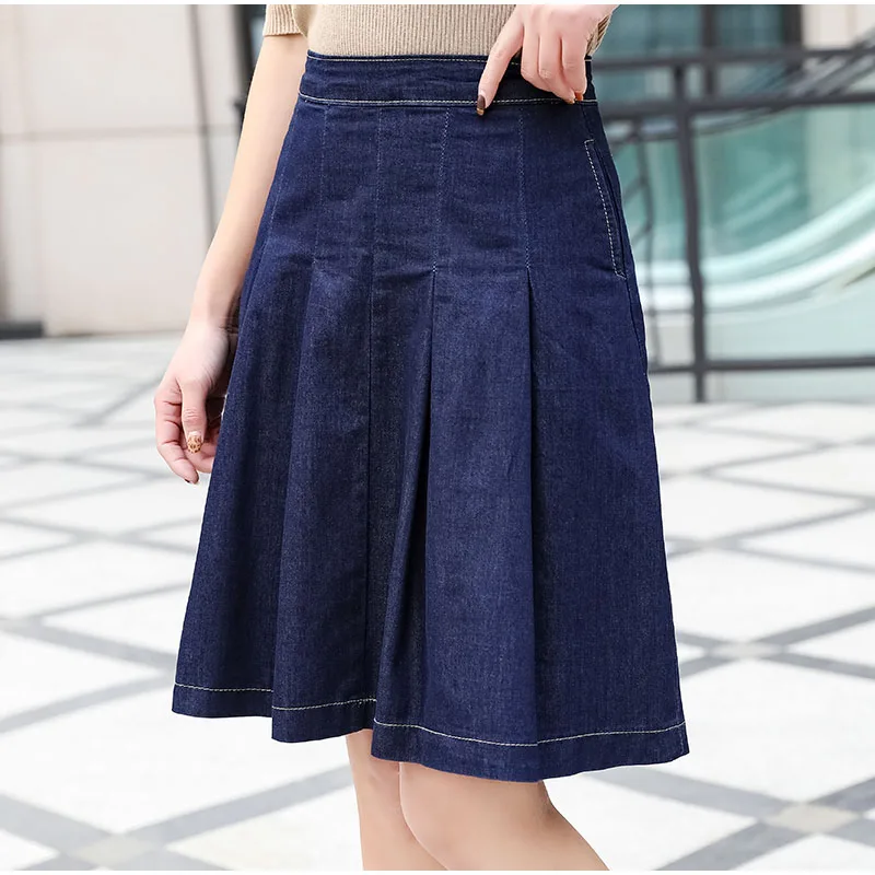 Бальные плиссированные джинсовые юбки размера плюс с высокой талией 4Xl 7Xl Harajuku