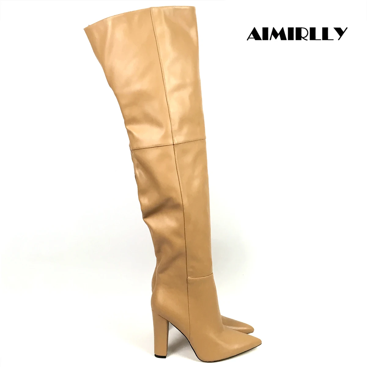 Женские сапоги выше колена женская зимняя обувь высокие до бедра с острым носком