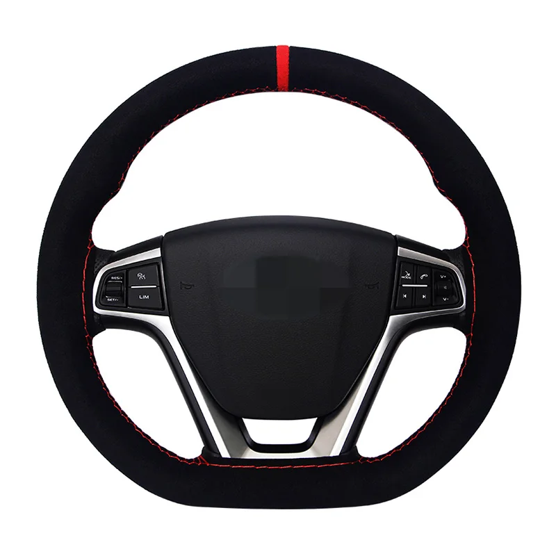 Ручной черный замшевый чехол рулевого колеса автомобиля для Volkswagen Golf 7 GTI R MK7 VW Polo