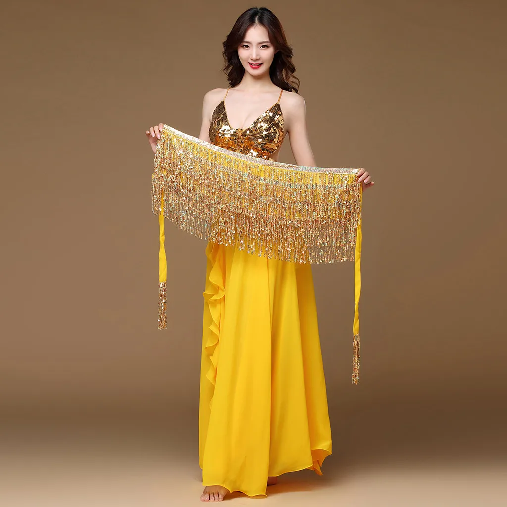 Женский костюм для танца живота пояс с блестками шифоновая юбка Лидер продаж