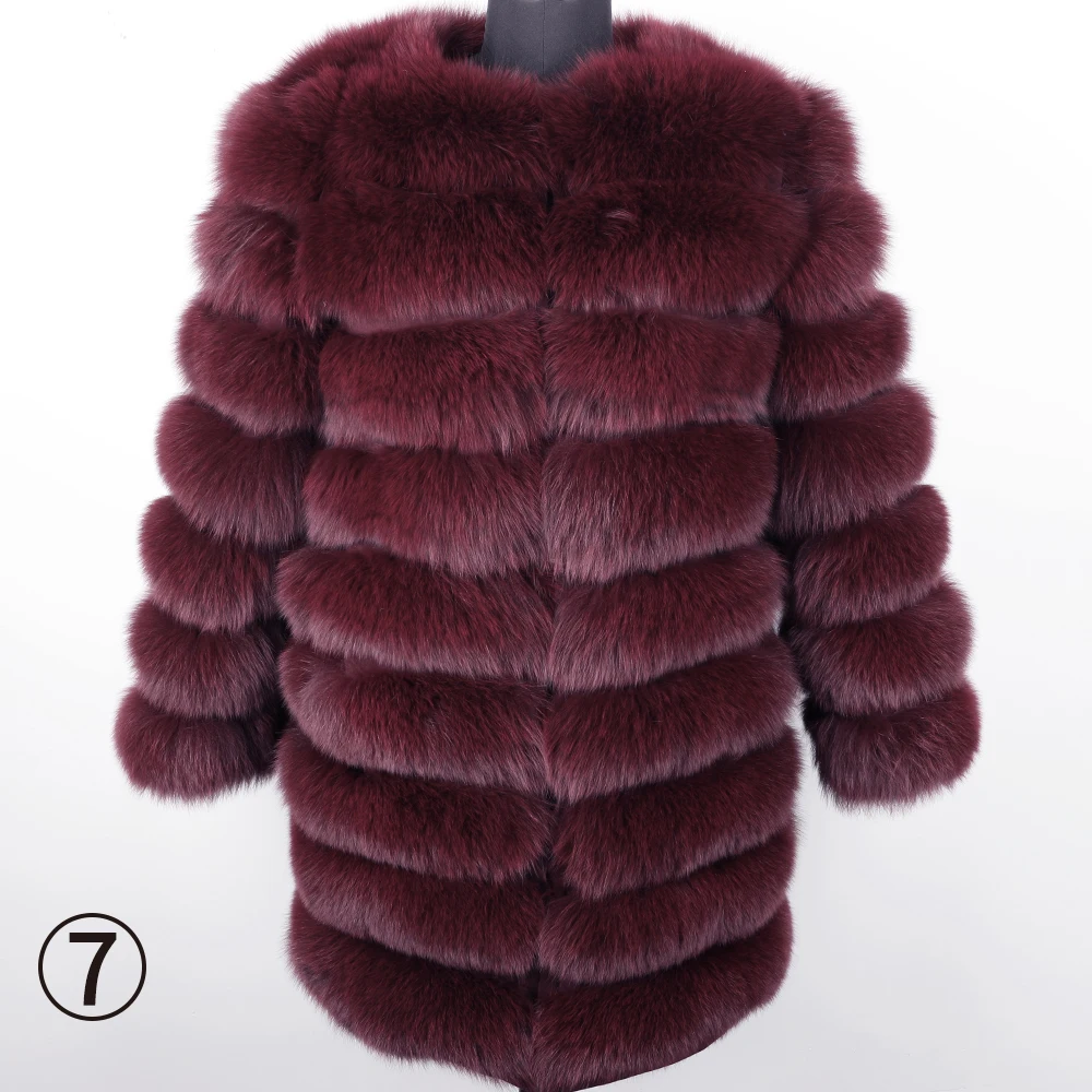 long coat-11 Maomoackong2019 модная новая стильная куртка с натуральным лисьим мехом, Тонкая зимняя женская куртка с круглым вырезом и натуральным мехом, кожаная жилетка для девочек - Цвет: long coat-11