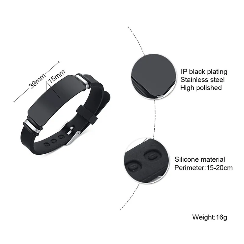 Modyle New Brand Fashion White Black Stainless Steel Silicone Medical Alert ID Custom Bracelets Engraving Wristband For Men |