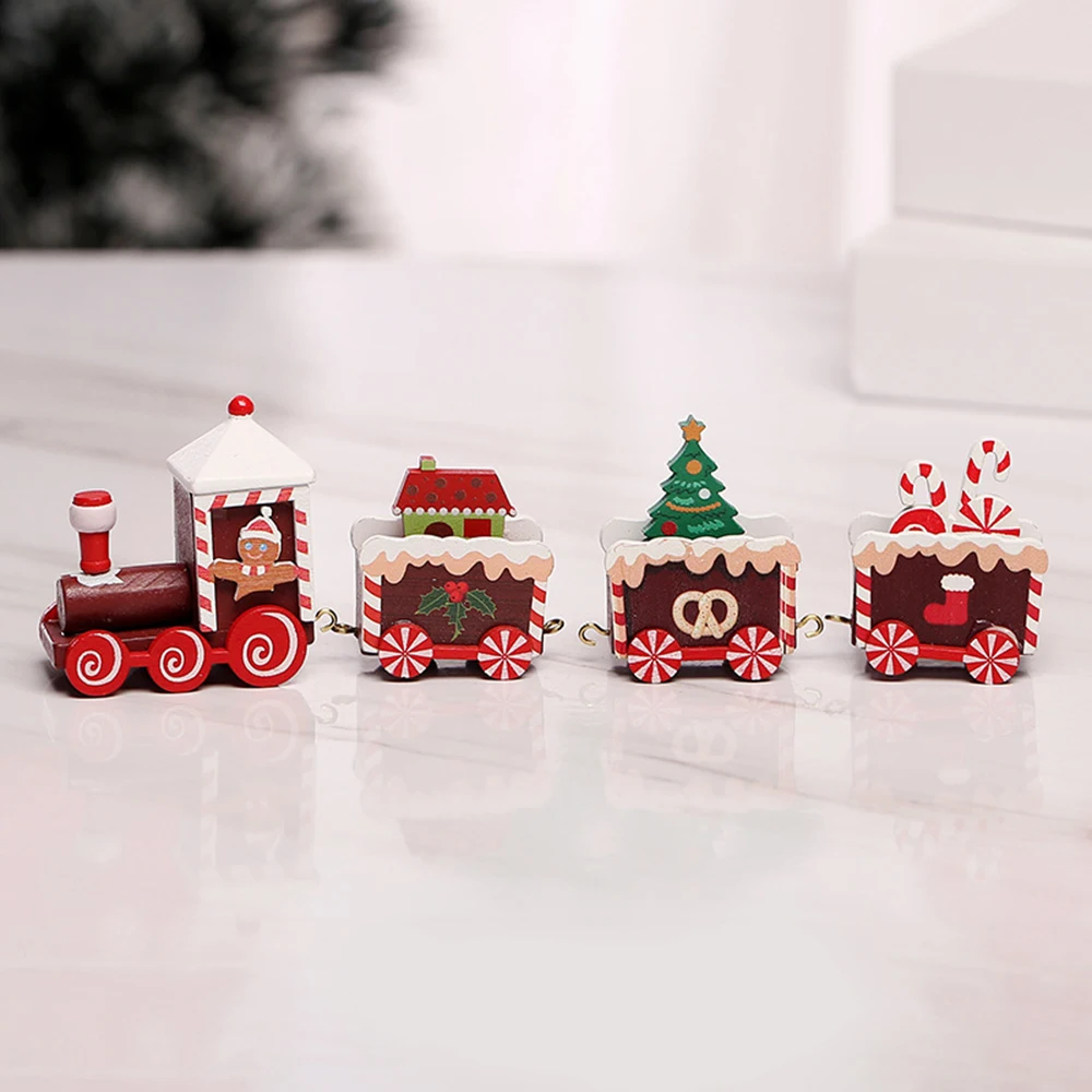 

2021 Christmas Decorations Wood Brown Small Cute Train Toy Festival Home Decoration Christmas Innovative Gift For Kids Gift