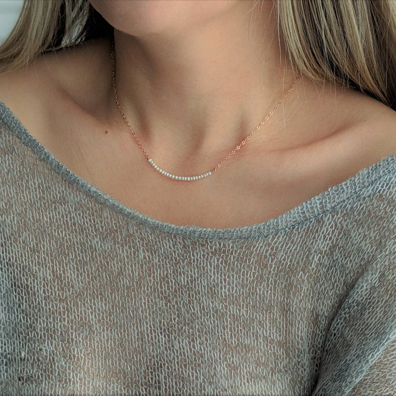 Natural Pearl Necklace Handmade Jewelry Choker Custom 925 Silver Gold Filled Pendants Boho Collier Femme Kolye Collares Necklace