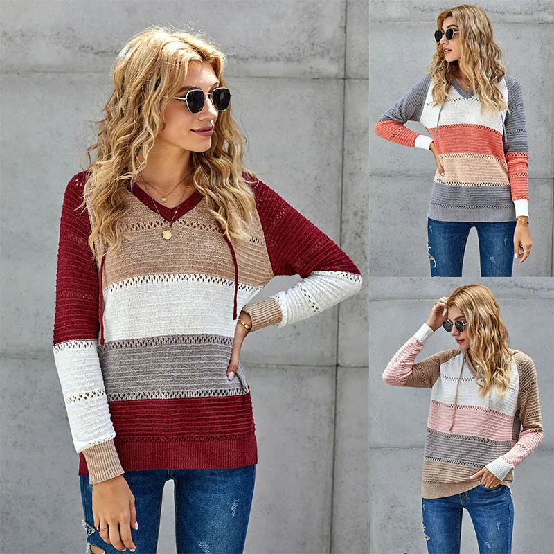 

Station European and American sweater autumn and winter new loose striped long-sleeved wool knit sweater turtleneck