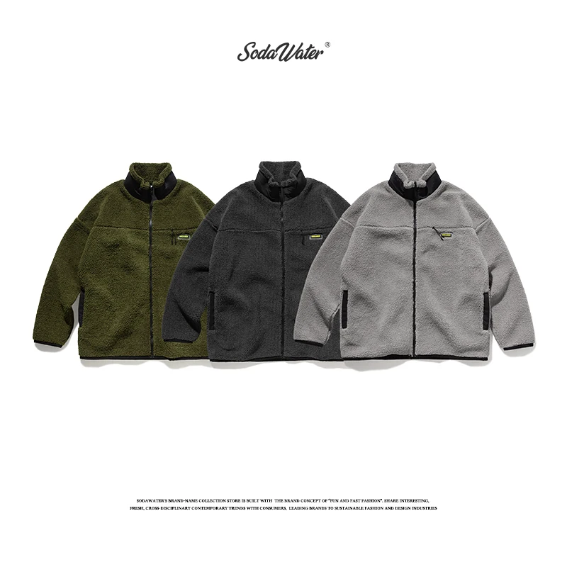 Мужская Флисовая Куртка SODAWATER свободная уличная куртка с воротником стойкой 9716
