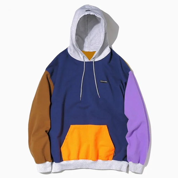 

Hoodie for Men and Wome Loose Six-color Color-blocking Hooded Sweatshirt