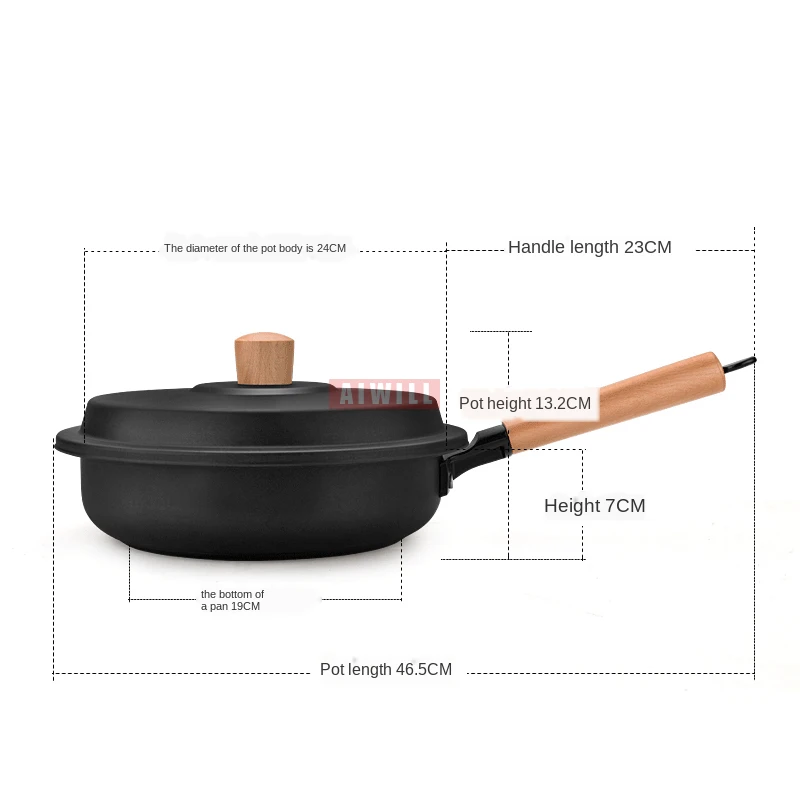 

AIWILL 24CM Bottom Wok Frying Pan Nonstick Pan niu pai guo Cooker General