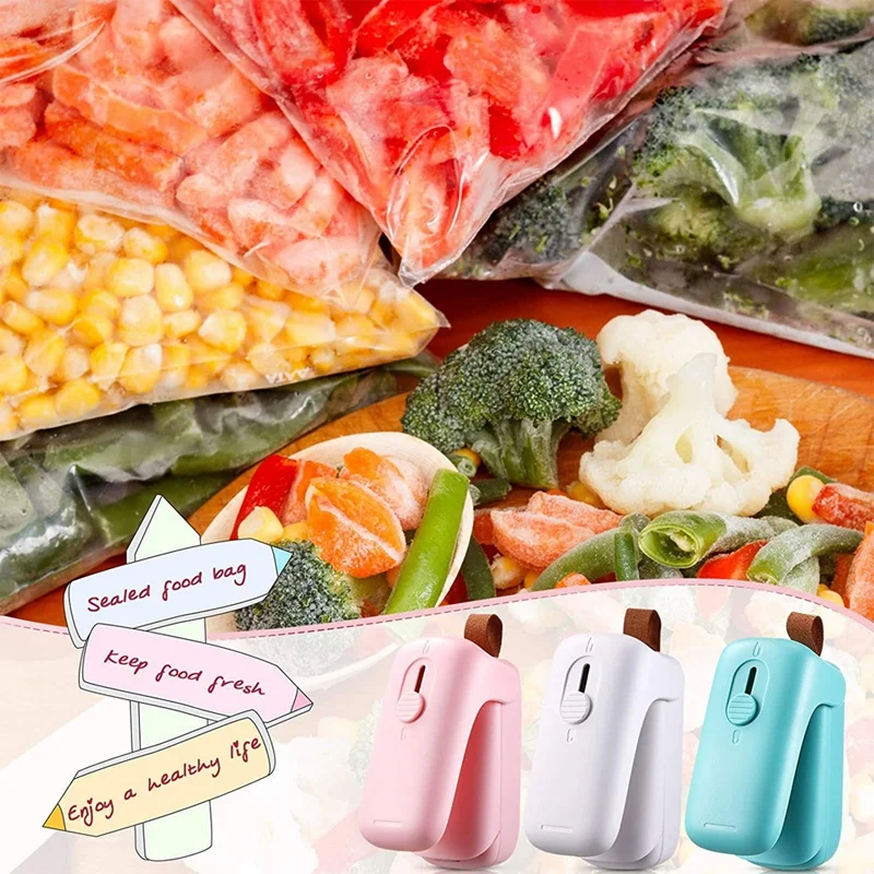 

3Pcs Mini Bag Heat Sealer Machine Portable Handheld Bag Heat Sealer and Cutter 2 in 1 Chip Sealer , Battery Not Included