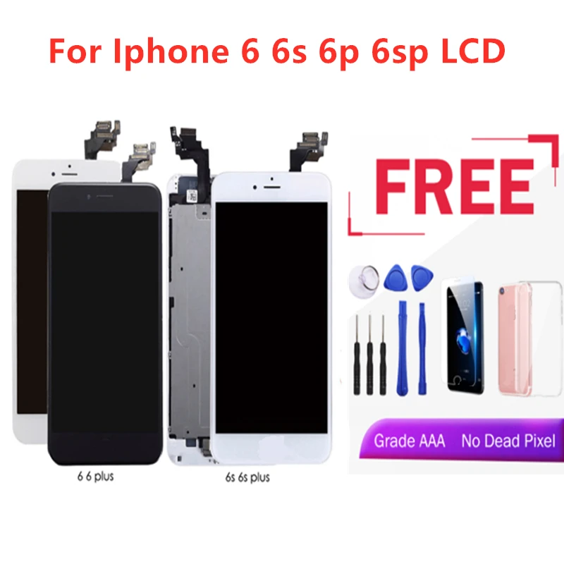 AAA полная замена ЖК-сенсорного экрана дигитайзер для iPhone 6 6s 6plus Plus + кнопка Home