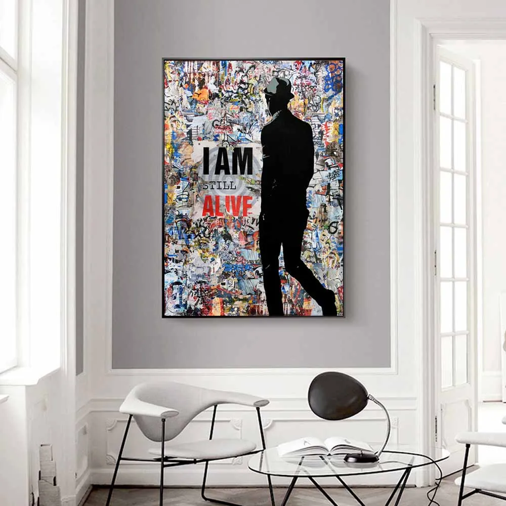 

I AM STILL ALIVE Street Art Posters and Prints Graffiti Art Abstract Canvas Paintings on the Wall Art Pictures Home Wall Decor