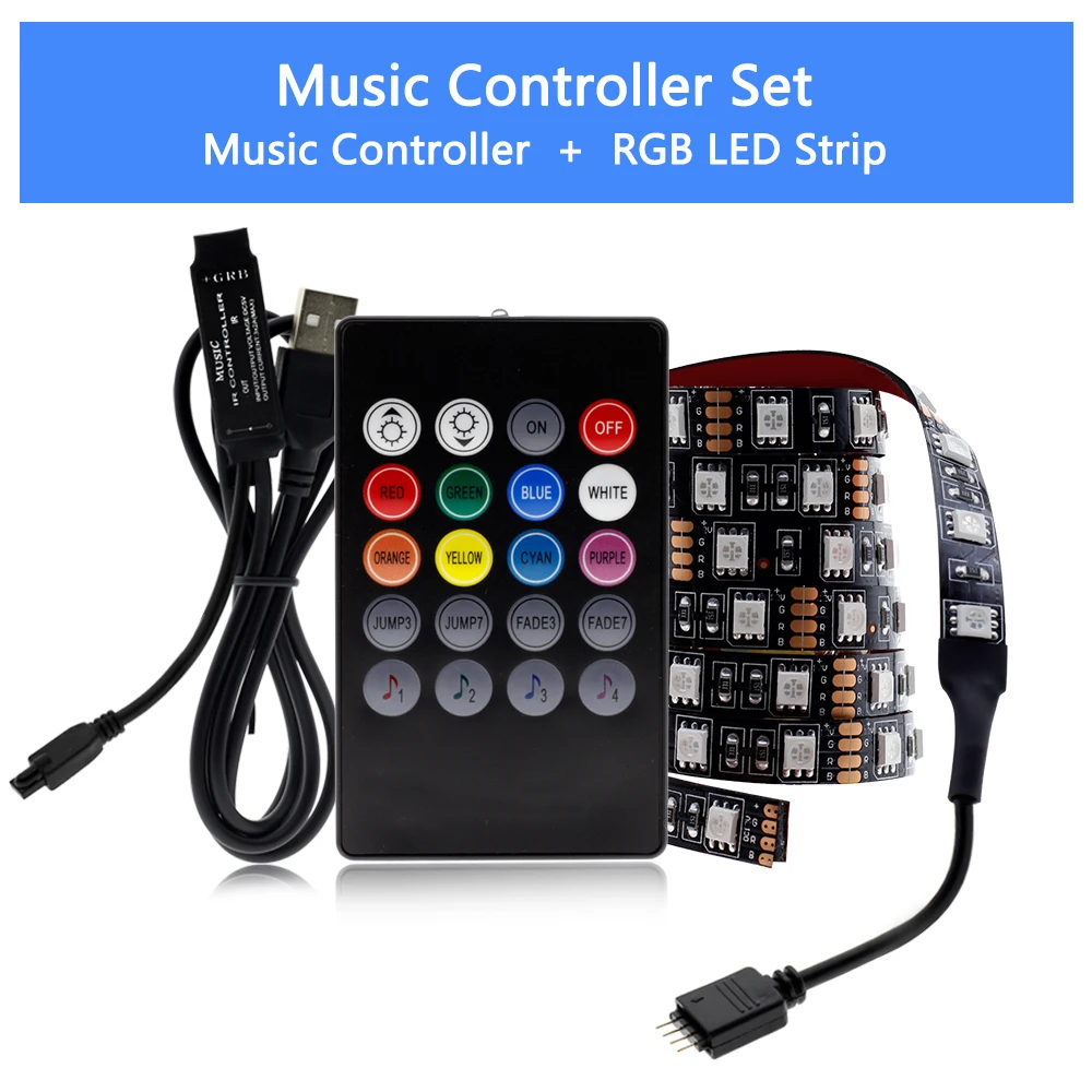USB Светодиодная лента RGB сменный светодиодный фоновый светильник ing 50 см 1 м 2 м 3 м 4 м 5 м DIY 5 в гибкий светодиодный светильник лента RGB Светодиодная лента 5050 - Испускаемый цвет: Music Set