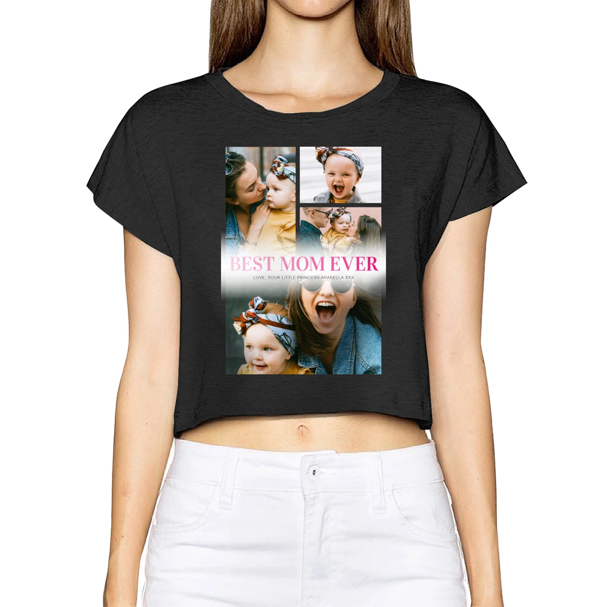 

Best Mom Ever 4 Photo T-Shirt Aesthetic Clothes Print Funny Tee 100% Cotton