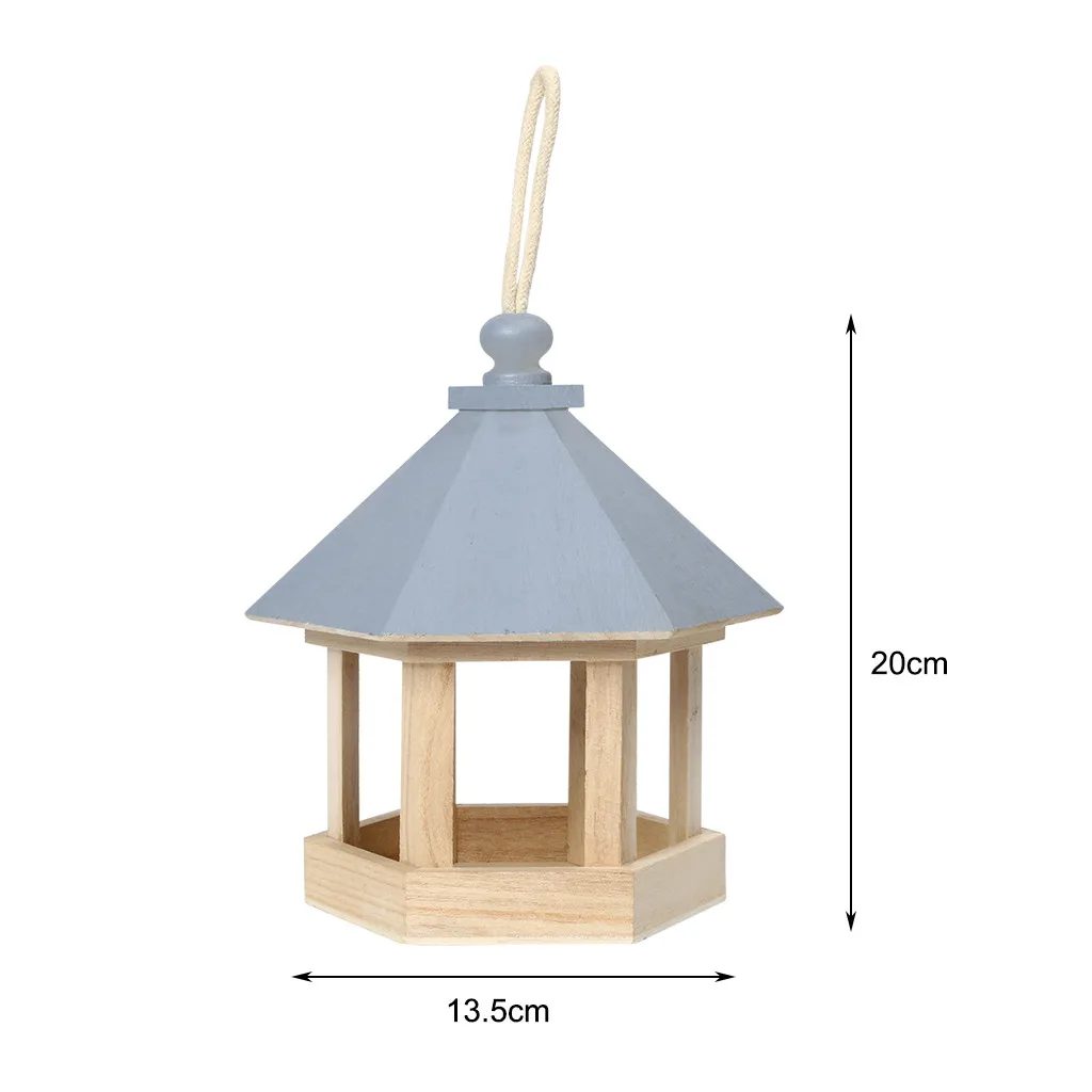 

Wooden Bird Feeders Hanging Type Outdoor Pet Bird Seeds Food Feeder Tree Garden Snacks Bucket Holder Bird Feeder Station #T2P