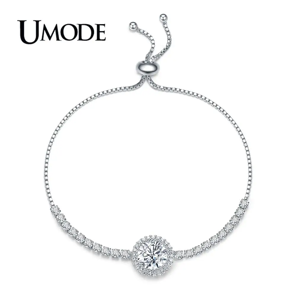 UMODE новинка 2019 модные роскошные большие круглые регулируемые браслеты из циркона