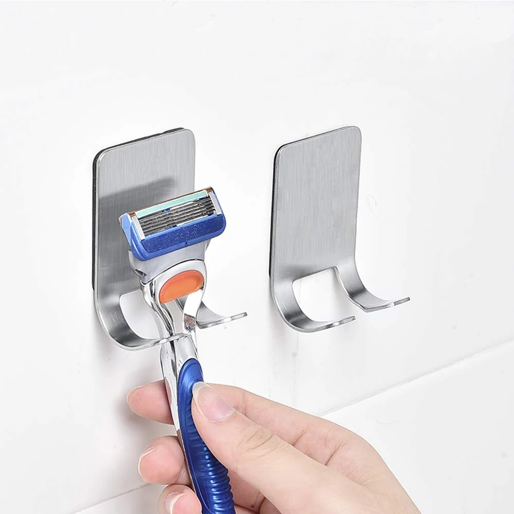5 10Pcs Multi Purpose Adhesive Hooks Sticking Wall Hanger Stainless Steel Hook for Shower, Kitchen, Bathroom, Plug, Towel