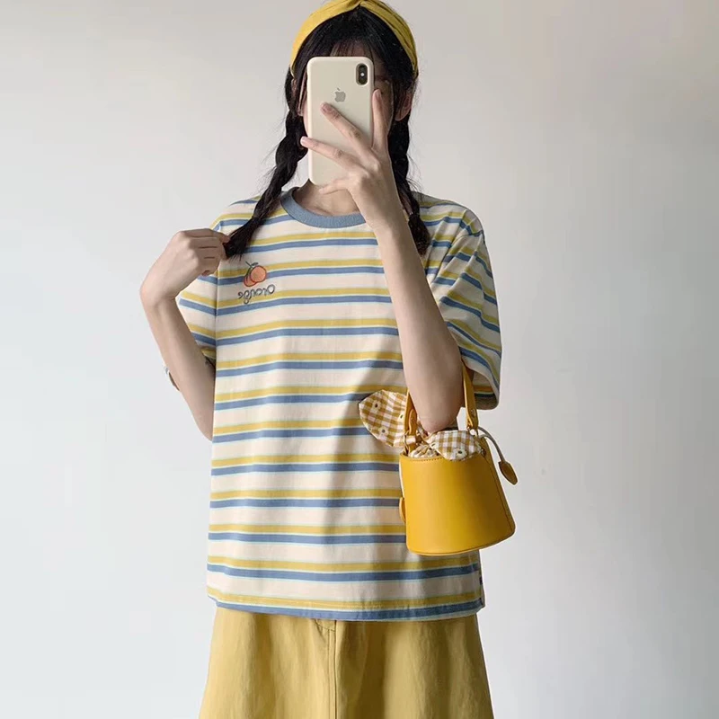 

HWLZLTZHT Harajuku Kawaii Short Sleeve T-shirt Women Summer Top 2020 Cartoon Graphic Tees Shirt Schoolgirl Style t shirt Clothes