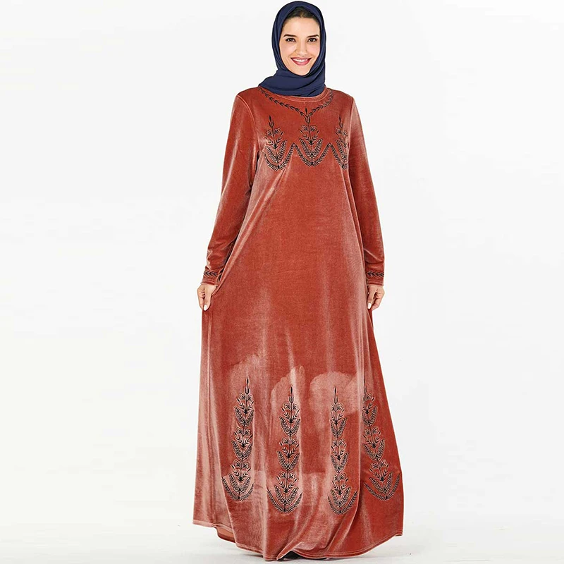 Женское бархатное платье розовое в мусульманском стиле|Мусульманская одежда| |